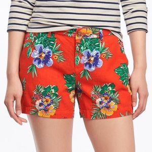 Old Navy Red Mid-Rise Printed Linen Blend Shorts